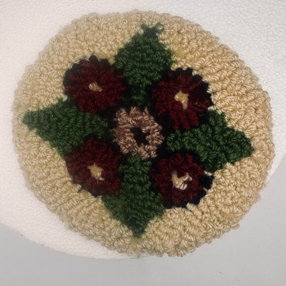 VTG Doll House Rug Handmade Hooked Circular 7” 1920's - 1930's 20s 30s - Picture 7 of 16